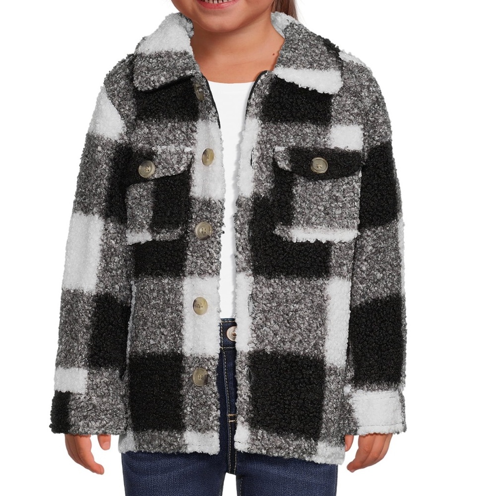 Girls Black and White Checkered Shacket